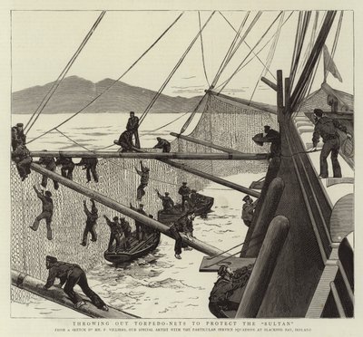 Throwing out Torpedo-Nets to Protect the Sultan by Frederic Villiers